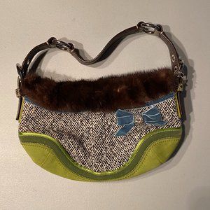 Coach Suede Tweed Python Mink Hobo Bag